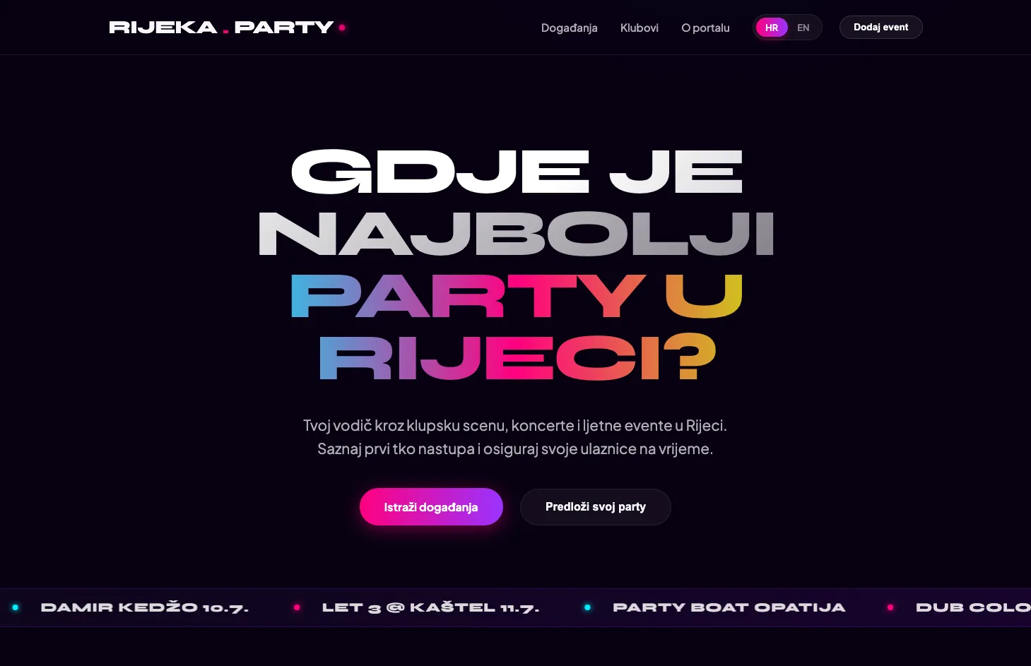 Web stranica Rijeka Party